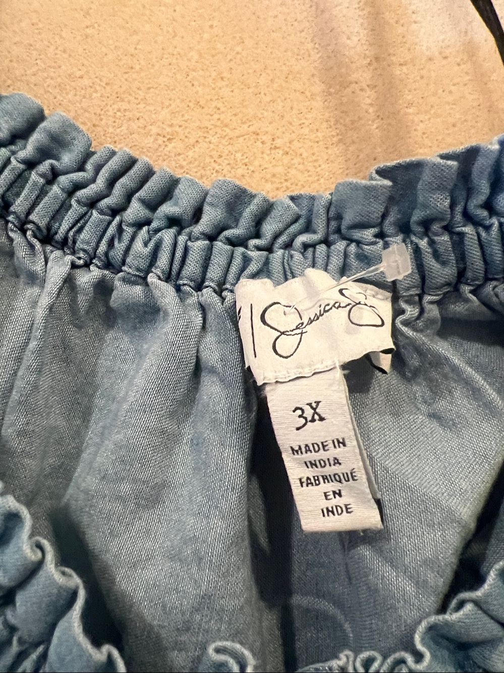 Jessica SimpsonLight Blue Eyelet Ruffle-Shoulder Button Front size 3x - Picture 7 of 8